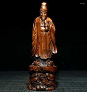 Figurines décoratives Archaize Seiko Boxwood Taoist School Fondateur Lao Tze Decoration Momening Decoration Crafts Statue