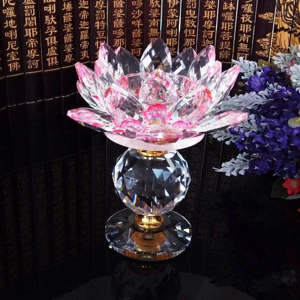 Figurines décoratives, usine de cristal d'art, vente en gros, bougeoir Lotus pour lampe bouddha Ghee, produit bouddhiste