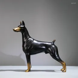 Decoratieve beeldjes Atlie Doberman Dog Statue Figurine Multicolor Bronze Animal Sculpture Home Decoratie