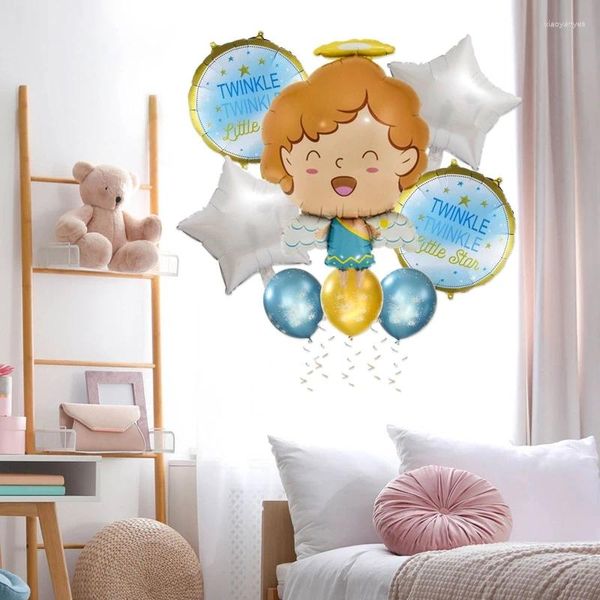 Figuras decorativas Baby Shower Aluminio Film Galloon Little Angel Party Globos fáciles de instalar