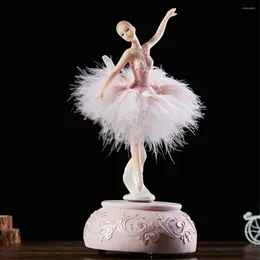 Figurines décoratives ballerine boîte à musique danse fille artisanat boîtes décoration ami maison bureau mariage anniversaire cadeau rose