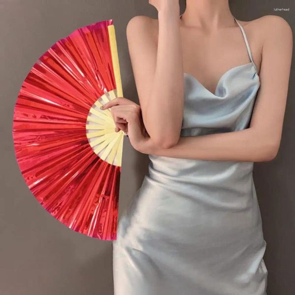 Figurines décoratives ventilateur en os en bambou UV clair fans de pliage coloré pour les festivals Parties rave Décoration de la maison