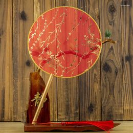 Figuras decorativas Favores y regalos de la boda del ventilador de bambú Bouquet Ropa de vestimenta de dragones chinos Cheongsam rojo redondo vintage