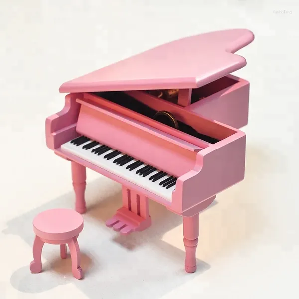 Figuras decorativas Aspecto hermoso Mini caja de música Piano Juguete de madera Adecuado para niños de 2 a 12 años 15,4 10,5 13 cm