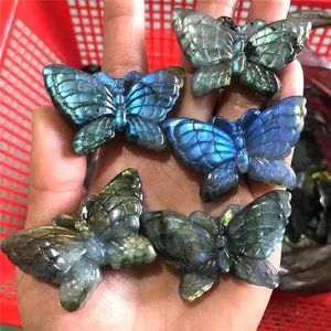 Figuras decorativas hermosas tallas de cristal natural de mariposa artesanías de venta