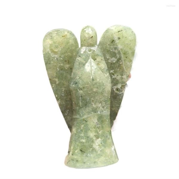 Figuritas decorativas hermosas piedras preciosas de cristal Natural talladas a mano ángeles prehnitas para decoración del hogar