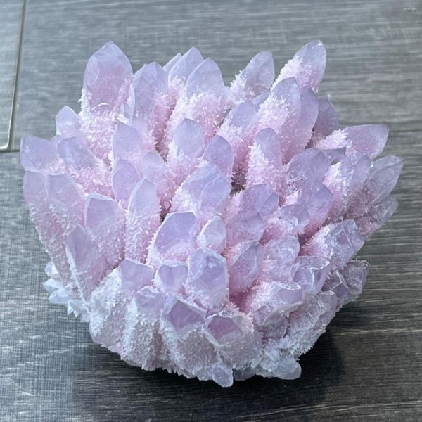 Figurines décoratives beaux cluster en cluster en cristal rose naturel Natural Guilation Spiritual Energy Office Home Office Aquarium Decoration Cadeau