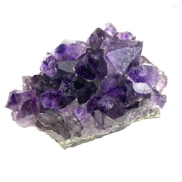 Figurines décoratives beaux cluster d'améthyste de guérison naturel de cristal violet rugueux en gros