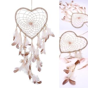 Decoratieve beeldjes Beige Dream Catcher hanger Handgeweven wanddecor Art Crafts Romantic Creative Handmade Beautiful voor vriendin Gift