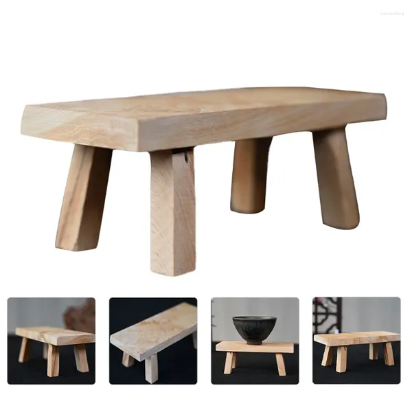 Figurines décoratives de banc, support artisanal de décoration, support de tabouret en bois, Base de décoration, plantes d'intérieur en bois pour bureau