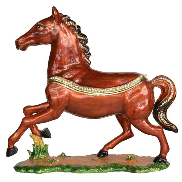 Figurines décoratives Big Horse Trinket Box Metal Figurine Bijoux Organisateurs Home Decor Tabletop