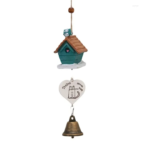 Figurines décoratives Bird house cage cage cage de vent mignon dessin animé pastoral Ornement de suspension artisanat maison Garde