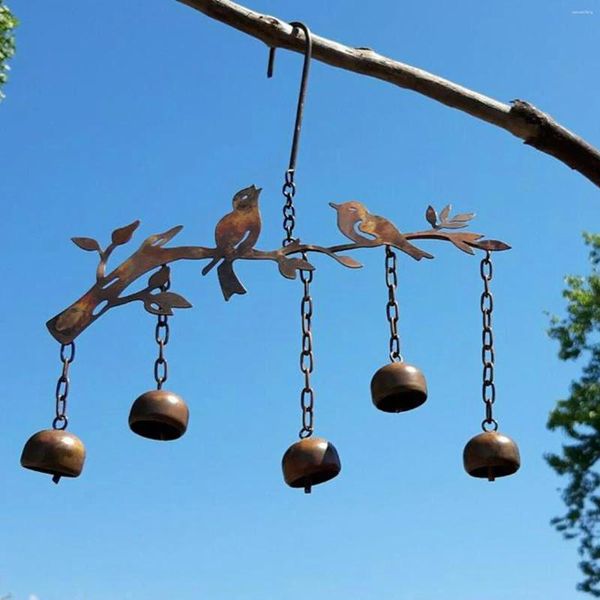 Figurines décoratives oiseaux Verrette de vent Bell pendentif cadeau Garden de fer pour le patio intérieur extérieur balcon extérieur