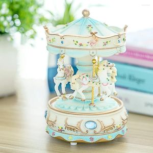 Decoratieve beeldjes Verjaardag Craft Kleur Veranderen Geschenken Valentijnsdag LED LID LICHT BRUID MUZIEK KID KIDWORK MECHANISME LUXE CAROUSEL