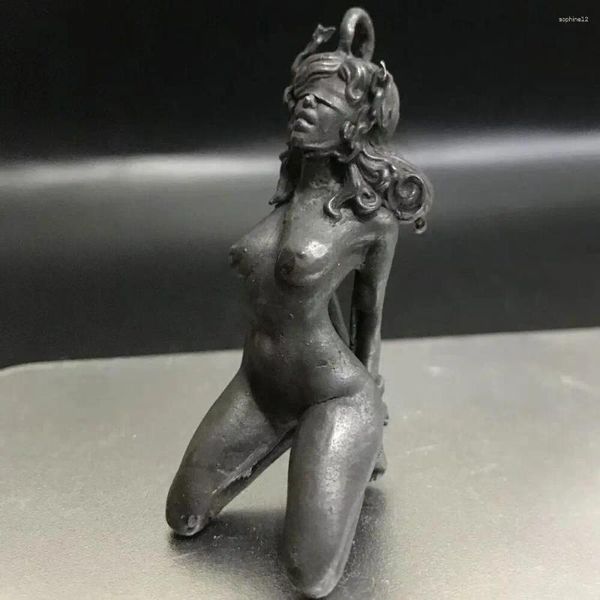Figuras decorativas Bondage Wornage Woman Slave Girl Statue Black Brass Body Arte