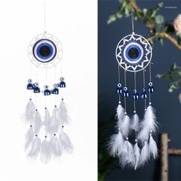 Decoratieve beeldjes Blue Eye Feather Dreamcatchers Handweven Wall Dream Catchers Car Pendant Decor Drop