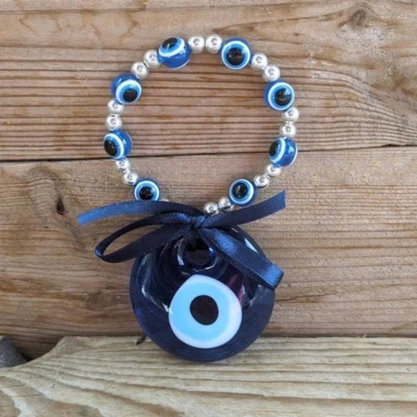 Figurines décoratives Blue Verre Evil Eye Bracelet avec turc Decoration suspendue à la main pour le salon et la chambre