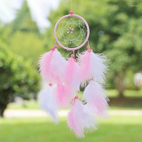 Figurines décoratives Bohemian Girl Heart Lace Dream Catcher Home Awed Woven Round Wall suspendu décoration