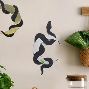 Figurines décoratives Bohemian en bois en bois tridimensionnel mur de plainte Décorations Crescent Snake Mirror Hangle Simple
