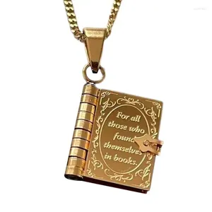 Figuras decorativas Libro Cabecillo Collar Joyas en forma de diario Posto de envoltura de envoltura para mujeres con cadena y cierre único