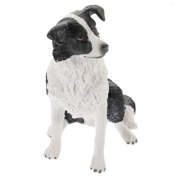 Figuras decorativas Border Collie Mini perro de juguete realista pastor Animal estatua pintado a mano perros educativos niños