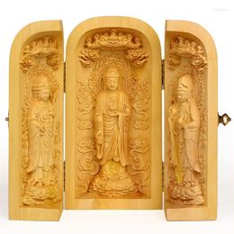 Decoratieve beeldjes buandhout snijwerk Chinese Tradtional Technology Woodcarving Mascot Home Decor Decoration Present Boeddha -standbeeld