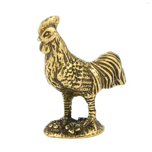Figurines décoratines Animaux en laiton Ornement Home Adorn Table richesse Lucky Car Desktop Rooster Statue for Outdoor Decoration Cabinet