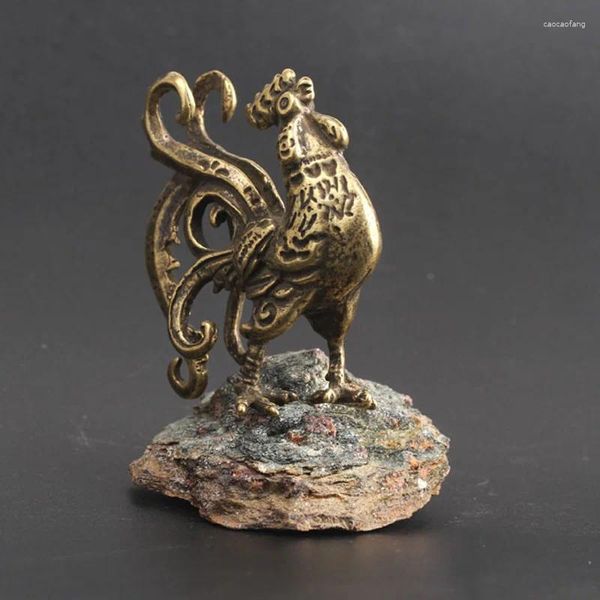 Figurines décoratives Brass Chinois Antique Creative Chicken Statue Ornement Crafts Artisanat Pendre Home Office Décoration et miniatures