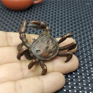 Figurines décoratines Crab Animal Statue Petit pendentif Copper River Feng Shui Bronze Scarving Keychain Gift