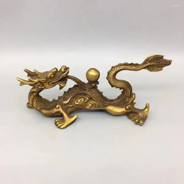 Figurines décoratines Ornements de draps de laiton chinois zodiaque cuivre cinq griffes bronze doré artisanat ornement vert ménage