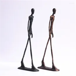 Decoratieve Beeldjes Messing Handgemaakte Sculpturen Ambachten Karakter Standbeeld Lopende Man Bronzen Persoon Figuur Walker Woonkamer Woondecoratie