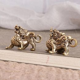 Figurines décoratives en laiton Qilin Dragon Statue Figurine pendentif zodiaque chinois Antique en cuivre massif maison bureau ornement de bureau