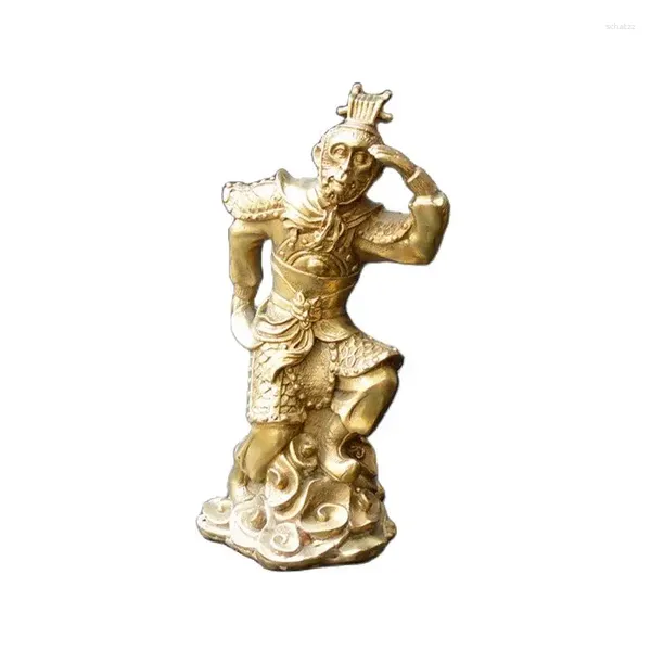 Figurines décoratives Brass Sun Wukong Qi Sheng Dasheng Fournishings allume la statue de singe