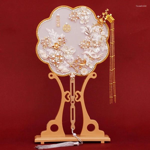 Figurines décoratives de mariée, éventail à main, groupe incurvé Antique, Style chinois, décoration de bureau heureuse faite à la main