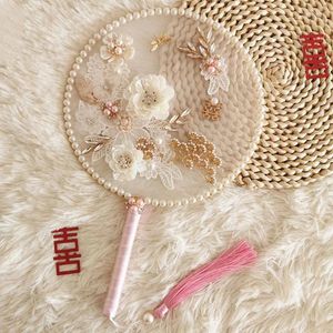 Decoratieve Beeldjes Bruid Handheld Fan Retro Chinese Bruiloft DIY Handgemaakte Vintage Bloem Fans Feestartikelen Thuis Ornamenten