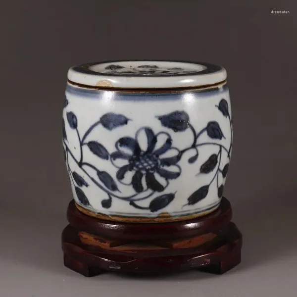 Figurines décoratives à motif bleu vif et blanc, les grillons peuvent couvrir les canettes, collection Bogu en porcelaine Antique populaire