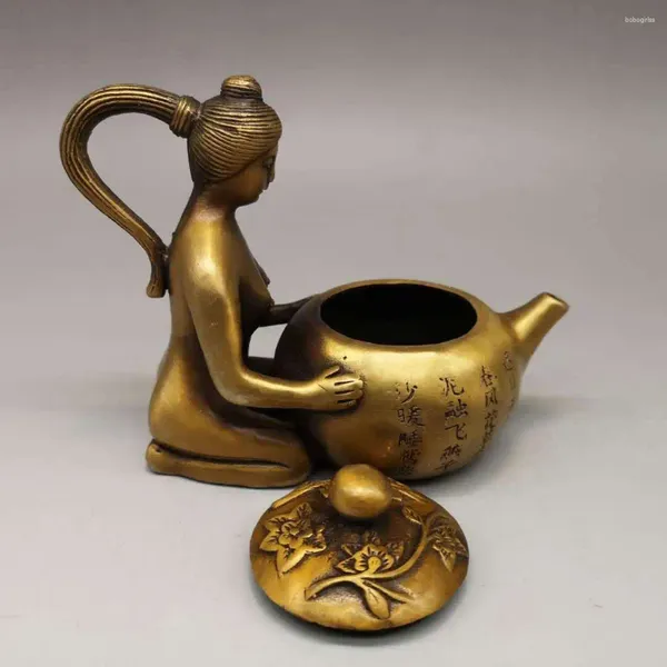 Figurines décoratives en Bronze, théière de beauté, Pot d'eau, fleur de prunier, décoration de vin
