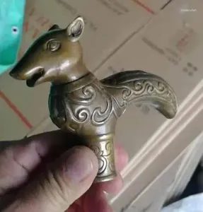 Figurines décoratives tête de canne en Bronze 12 ensemble du zodiaque Rat vache tigre Dragon serpent cheval mouton singe poulet chien cochon