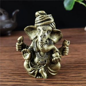 Decoratieve beeldjes Bronzen kleur Ganesha standbeeld ornamenten Boeddha olifant god sculpturen voor huizentuin decoratie geluk geschenken