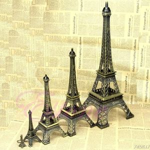 Decoratieve Beeldjes Brons Tone Parijs Eiffeltoren Beeldje Standbeeld Vintage Legering Model Decor 3 Maten G03 Drop Ship
