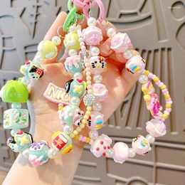 Figurines décoratines bulles mart perles mignonnes décorations suspendues chaîne de téléphones mobiles sac coloré sac de téléphone portable couverture de boîtier acrylique