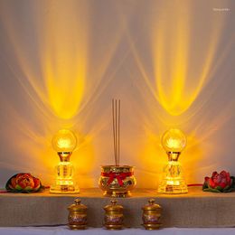 Decoratieve beeldjes Boeddha Front Supply Lamp Led Kleurrijke Crystal Lotus God Of Wealth Guanyin kan in combinatie worden aangesloten