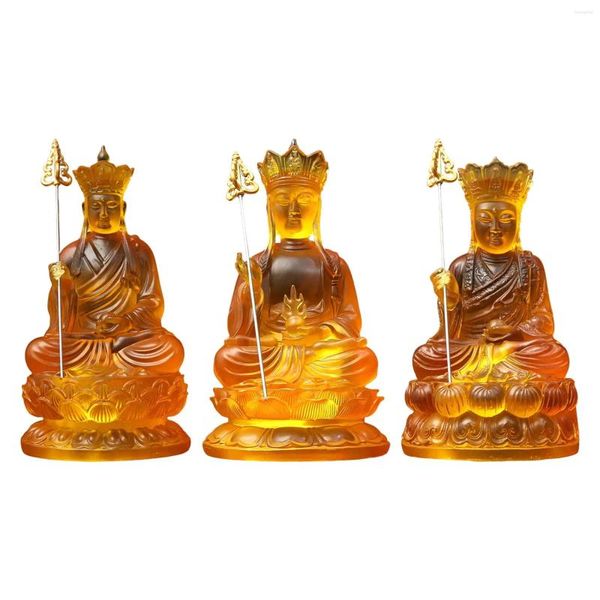 Figurines décoratines Figure bouddhiste sur Lotus Base Crafts Fengsui Statue miniature pour bureau Yoga Room Garden Garade de ménages Gabille