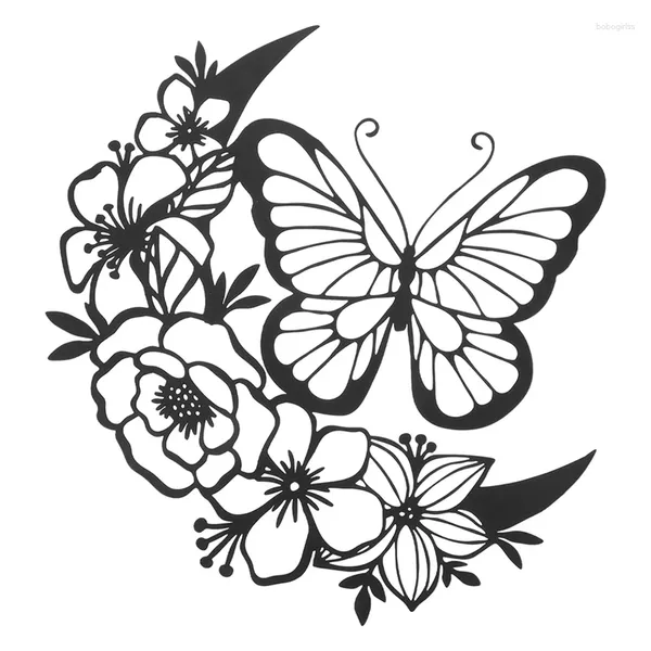 Figurines décoratifs papillons décorations décorations pour le mur de fleurs pandentes noires fleurs suspendues