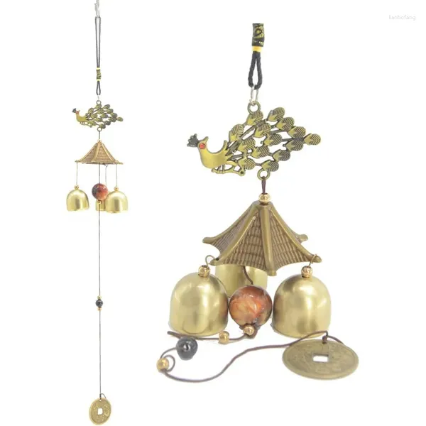 Figurines décoratives Bwinka Peacock Éolien carillon en métal classique Bronze Bells Feng Shui pour Lucky Safe Home Garden Patio Hanging Decoration