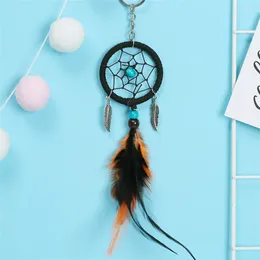 Decoratieve beeldjes Auto -accessoires Feather Handgemaakt Net decor Bag Hangen Key Chain Graft Gift Unisex
