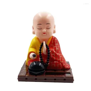 Figurines décoratives Car tableau de bord Decoration Solar Bobble Shaking Head Moine Doll Toy Buddhiste