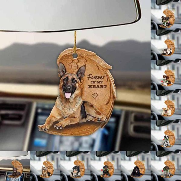 Figuritas decorativas coche muñeca Husky perro decoración espejo retrovisor adornos colgantes decoración lindo regalo creativo Mesa