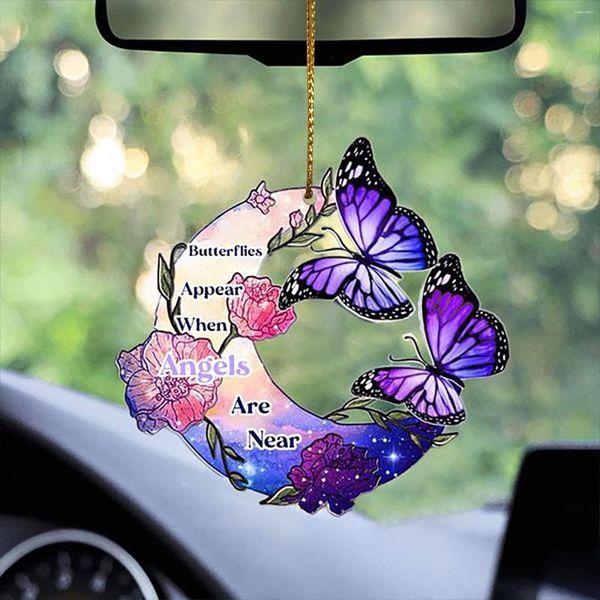 Figuritas decorativas, colgante de mariposa para coche, decoración colgante para luna bonita, accesorios de espejo con vista de Animal, decoración Interior