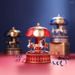Figurines décoratives carrousel boîte à musique exquise avec ornement de chevaux ornement de bureau pour cadeau d'anniversaire SB-142